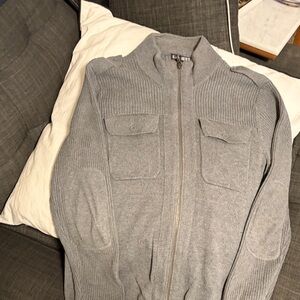 Express Light Gray Full-Zip Knit Sweater Jacket